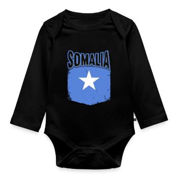 Somalia Flag Somali Gift - Organic Longsleeve Baby Bodysuit - black - Front