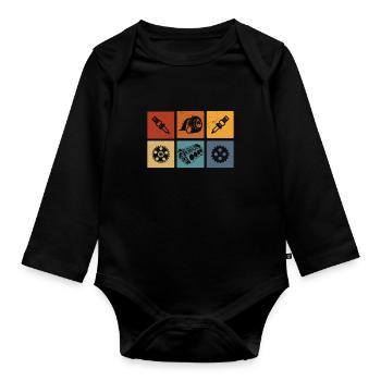 Mechaniker Kfz Autoteile Symbole Mechatroniker - Baby Bio-Langarm-Body - Schwarz - Vorne