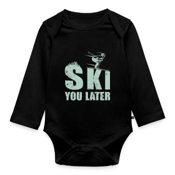Ski you later Skifahrer Spruch Pistensau Piste - Body Bébé bio manches longues - noir - Devant