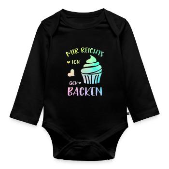Backliebhaber Geschenk Mir Reichts Ich Geh Backen - Baby Bio-Langarm-Body - Schwarz - Vorne