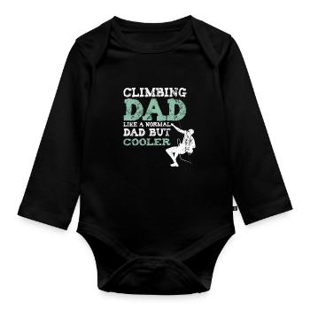 Climbing dad grimpeur de roche papa alpiniste père - Body Bébé bio manches longues - noir - Devant