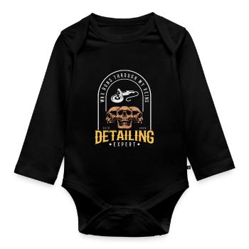 Car Detailing Expert Wax Runs Through my Veins - Baby Bio-Langarm-Body - Schwarz - Vorne