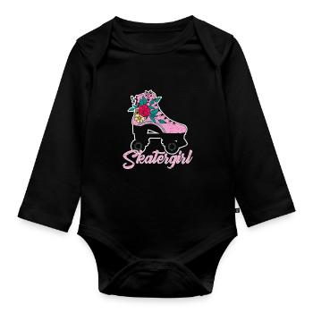 Skatergirl - Rollschuh Design - Baby Bio-Langarm-Body - Schwarz - Vorne