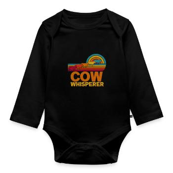 Colorful nostalgic retro farmer COW WHISPERER - Body Bébé bio manches longues - noir - Devant