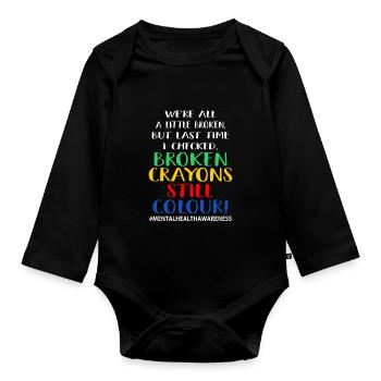 Broken Crayon Still Color Mental Health - Organic Longsleeve Baby Bodysuit - black - Front