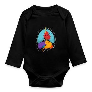 Anatomy gift of internal organs for physicians - Organic Longsleeve Baby Bodysuit - black - Front