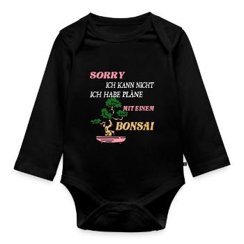 Lustiges Bonsai Sammler - Baby Bio-Langarm-Body - Schwarz - Vorne