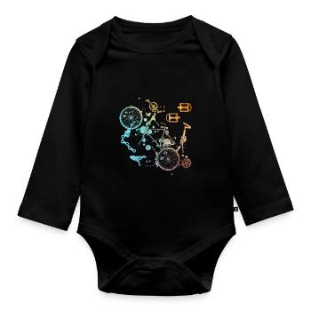 Vélo Pièces détachées Motif motif vélo motif - Body Bébé bio manches longues - noir - Devant