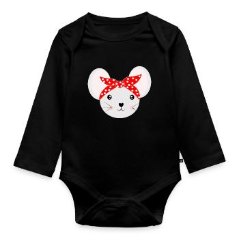 Cute Mouse - Body Bébé bio manches longues - noir - Devant