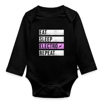 Techno Musik Electro Raver - Baby Bio-Langarm-Body - Schwarz - Vorne