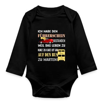 Führerschein bestanden - Baby Bio-Langarm-Body - Schwarz - Vorne