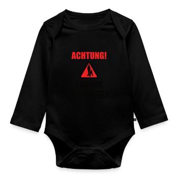 Rentnerin 2021 Shirt Rasende Rentnerin - Baby Bio-Langarm-Body - Schwarz - Vorne