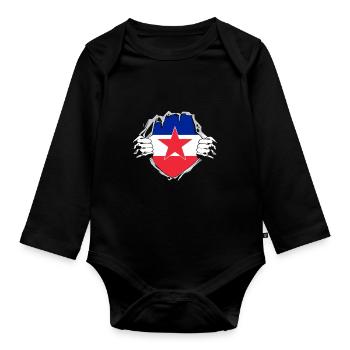 Born in Yugoslavia - Funny Yugoslavia Balkans - Organic Longsleeve Baby Bodysuit - black - Front