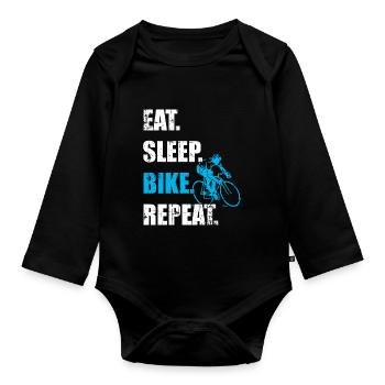 Eat Sleep bike Repeat Vélo de course Vélo de course Renard - Body Bébé bio manches longues - noir - Devant