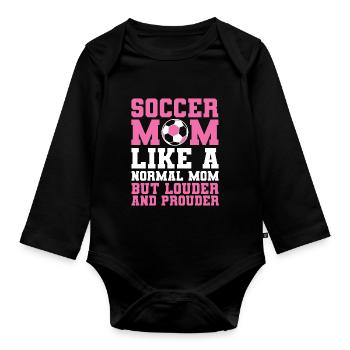 Fußballmama Fußball - Baby Bio-Langarm-Body - Schwarz - Vorne