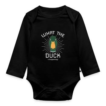 Lustiger Enten Spruch - Ente Duck - Baby Bio-Langarm-Body - Schwarz - Vorne