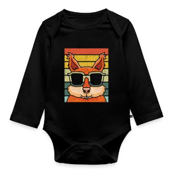 Squirrel with sunglasses - Organic Longsleeve Baby Bodysuit - black - Front