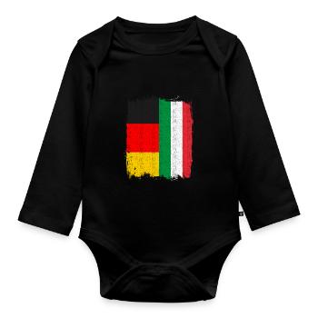 German Italian Flag - Organic Longsleeve Baby Bodysuit - black - Front