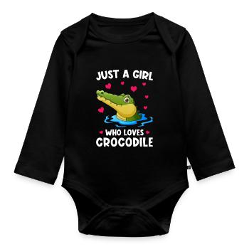 Crocodile Cute Funny Saying - Organic Longsleeve Baby Bodysuit - black - Front