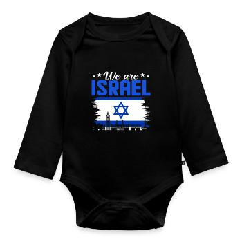 Israel - Organic Longsleeve Baby Bodysuit - black - Front