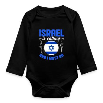 Israel - Baby Bio-Langarm-Body - Schwarz - Vorne