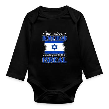 Israël - Body Bébé bio manches longues - noir - Devant