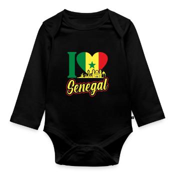 Senegal - Organic Longsleeve Baby Bodysuit - black - Front