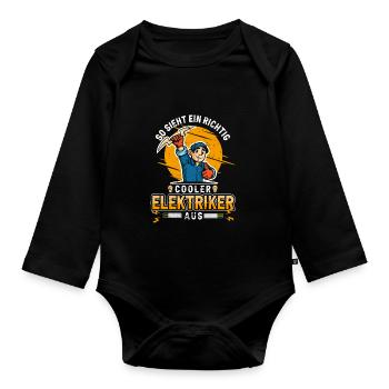 Cooler Elektriker Beruf Lustiger Sprüche - Baby Bio-Langarm-Body - Schwarz - Vorne