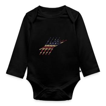 Drum Sticks Batteur Etats-Unis Drapeau - Body Bébé bio manches longues - noir - Devant