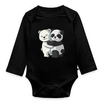 Eisbär mit Pandabär Liebe süßes Partneroutfit - Baby Bio-Langarm-Body - Schwarz - Vorne