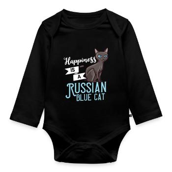 Russe chat chat de chat domestique chat chat propriétaire - Body Bébé bio manches longues - noir - Devant