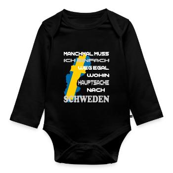 SCHWEDEN ANGELN Urlaub - Baby Bio-Langarm-Body - Schwarz - Vorne