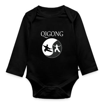 Qigong Ying Yang Yin yan Yoga - Body Bébé bio manches longues - noir - Devant