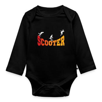 Scooter Roller Stunt Tretroller Jungen - Baby Bio-Langarm-Body - Schwarz - Vorne