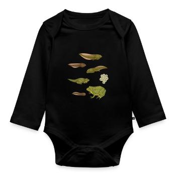 Grenouille animal feuillus Amphibie Quak - Body Bébé bio manches longues - noir - Devant