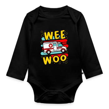 Wee Woo ambulance médecin enfant aidant malade - Body Bébé bio manches longues - noir - Devant