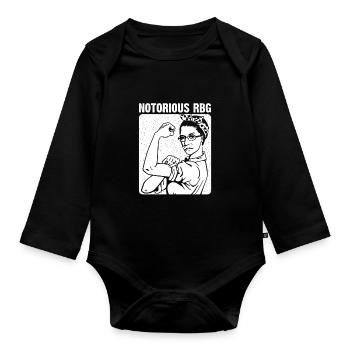 RBG Ruth Bader Ginsburg Feministisch Politisch - Baby Bio-Langarm-Body - Schwarz - Vorne