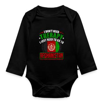 Afghanistan - Baby Bio-Langarm-Body - Schwarz - Vorne
