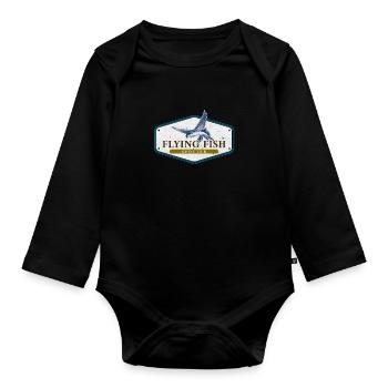 Flying Fish Spotter Plane Spotter Parody Funny Fun - Baby Bio-Langarm-Body - Schwarz - Vorne