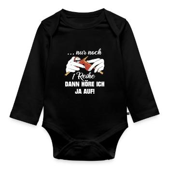 Stricken Strickerin Nur noch eine Reihe Geschenk - Baby Bio-Langarm-Body - Schwarz - Vorne