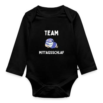 Lustiges Schaaf macht Mittagsschlaf Nickerchen - Baby Bio-Langarm-Body - Schwarz - Vorne