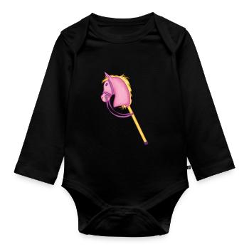 Buntes Steckenpferd Cool Hobby Horse Cadeaux - Body Bébé bio manches longues - noir - Devant