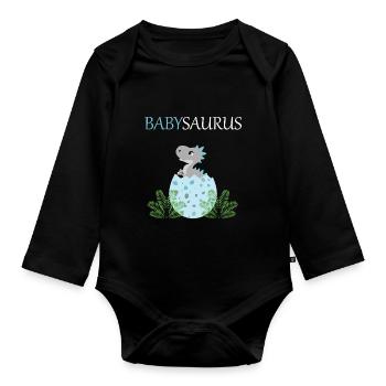Babysaurus Bub T-Rex éclos Œuf de dinosaure - Body Bébé bio manches longues - noir - Devant