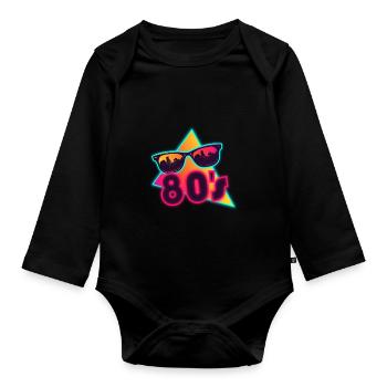 80s Sunglasses 80s Outfir 80s Theme Party 80s - Organic Longsleeve Baby Bodysuit - black - Front