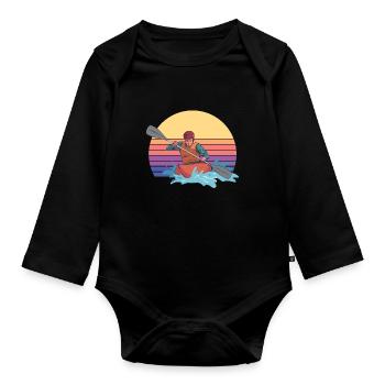 Kajak Kajakfahren Kanu - Baby Bio-Langarm-Body - Schwarz - Vorne