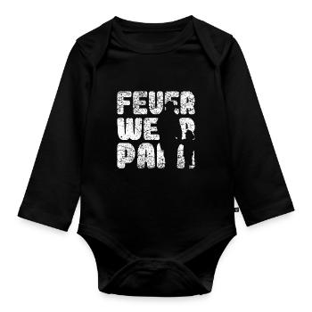Feuerwehr Papa Feuerwehrmann Feuerwehrauto Vater - Baby Bio-Langarm-Body - Schwarz - Vorne