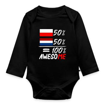50% Netherlands 50% Poland - Organic Longsleeve Baby Bodysuit - black - Front