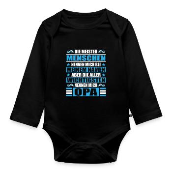 Opa Menschen Namen Großvater Großpapa Geschenkidee - Baby Bio-Langarm-Body - Schwarz - Vorne