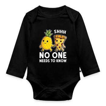 Pizza Hawaii Ananas Pizza essen Pizza & Ananas - Baby Bio-Langarm-Body - Schwarz - Vorne