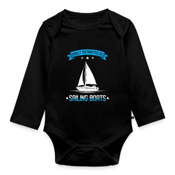Sailing Sailor Gift - Organic Longsleeve Baby Bodysuit - black - Front